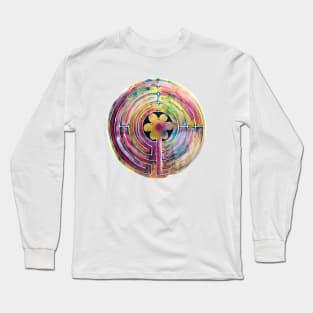 Watercolor Labyrinth Maze Long Sleeve T-Shirt